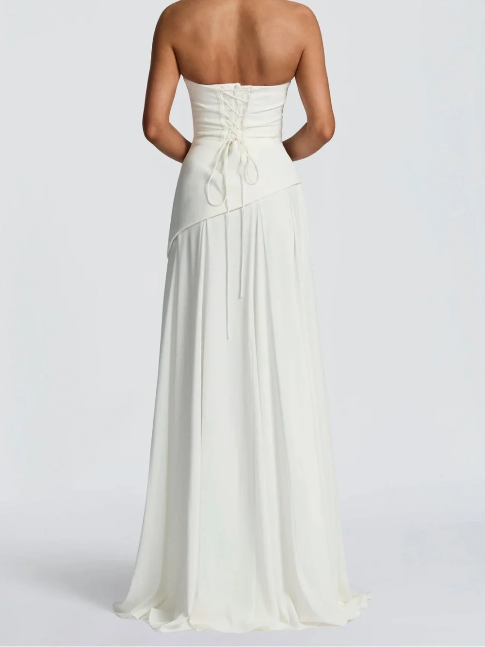 Strapless White Evening Gown